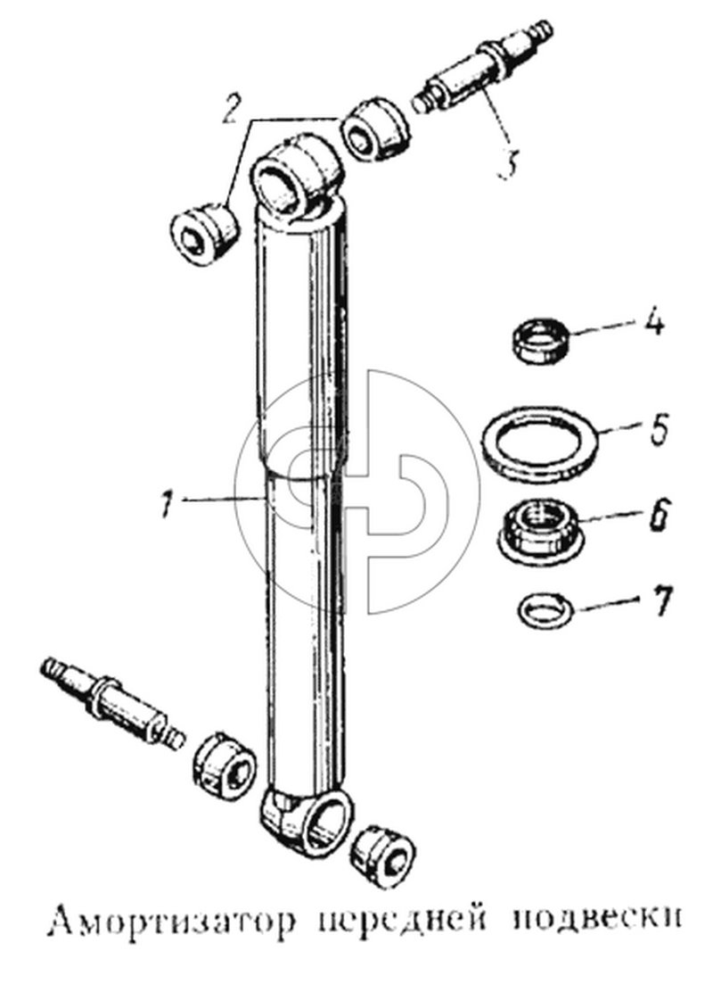 Амортизатор передней подвески (№3 на схеме)