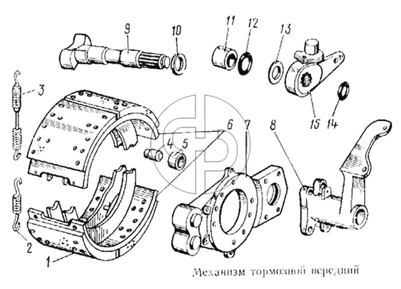 Механизм тормозной передний (№378020 на схеме)