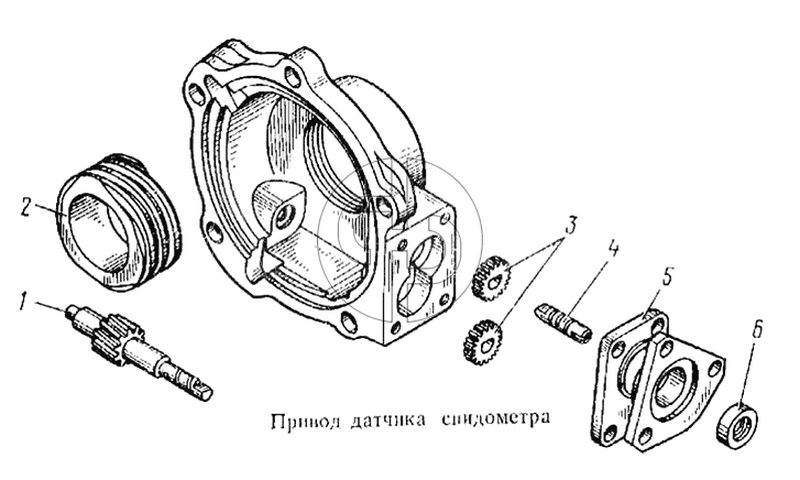 Привод датчика спидометра (№5 на схеме)