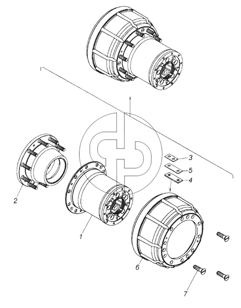 Ступица заднего колеса с тормозным барабаном и кожухом (№6 на схеме)