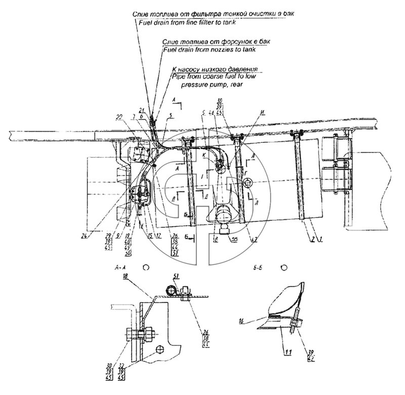 Установка топливных баков, ФГОТ и топливопроводов (№40 на схеме)