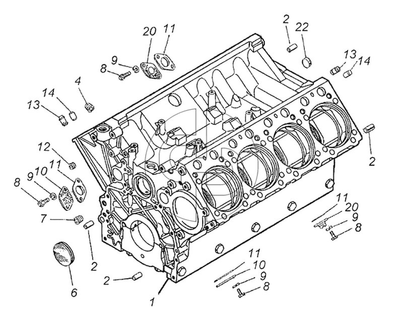 Блок цилиндров в сборе (№20 на схеме)