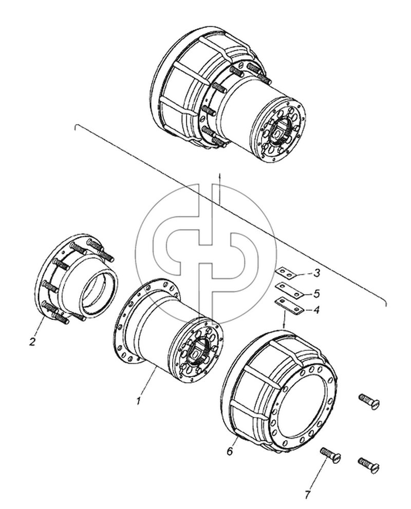 Ступица заднего колеса с тормозным барабаном и кожухом (№6 на схеме)