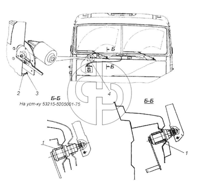 Установка стеклоочистителя (№2 на схеме)