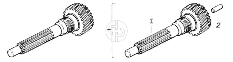 Вал первичный коробки передач с втулкой (№2 на схеме)