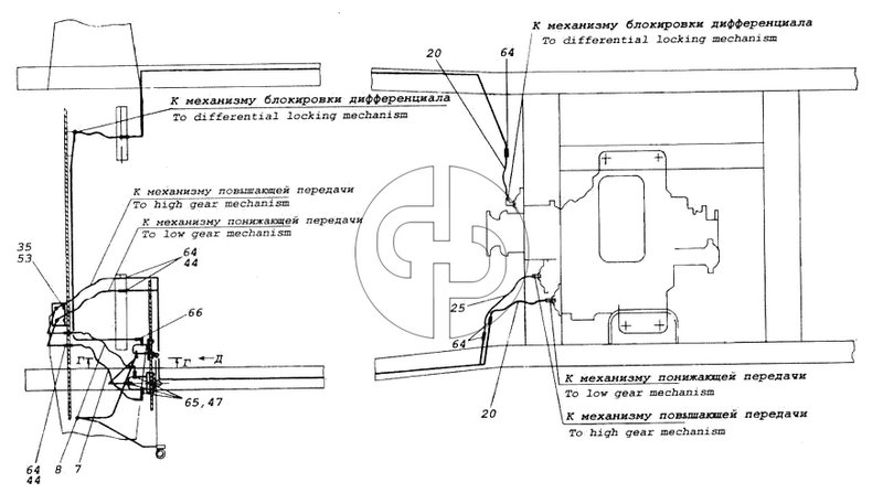 Установка управления раздаточной коробкой (№25 на схеме)