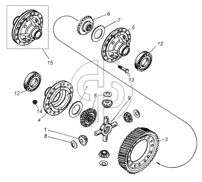Дифференциал переднего моста (№9 на схеме)