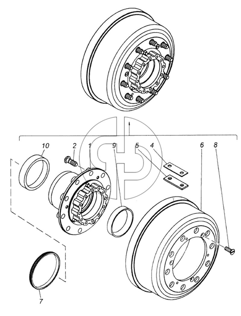 Ступица колеса с барабаном тормоза (№6 на схеме)