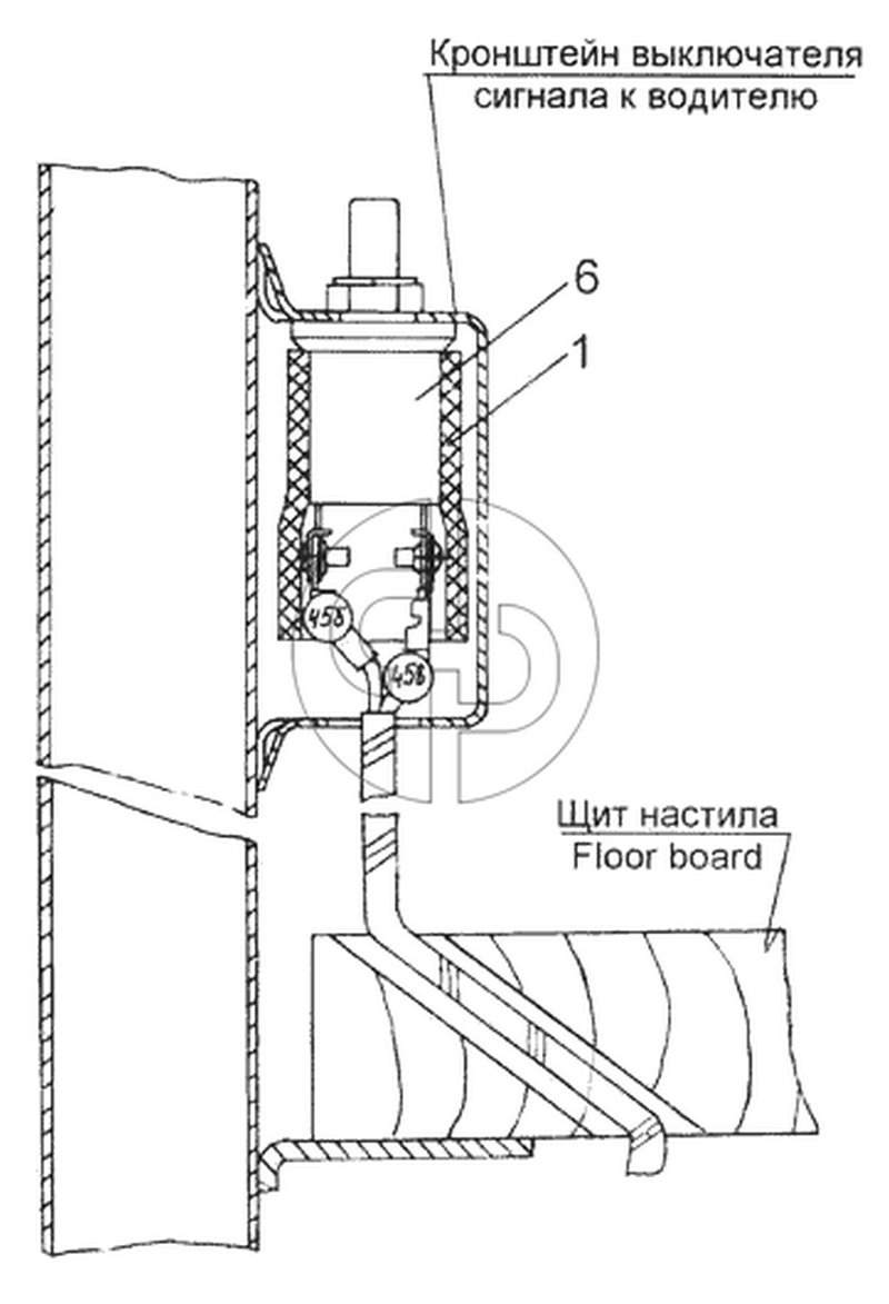 Установка выключателя сигнала к водителю (№6 на схеме)