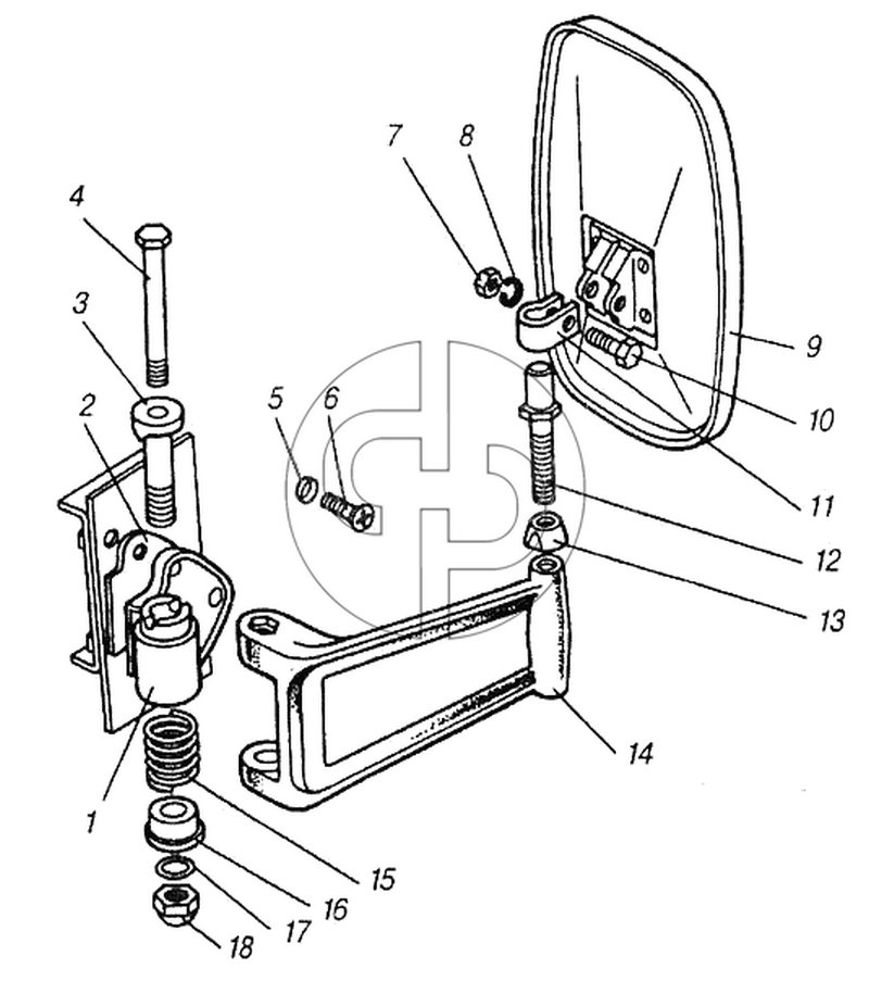 Зеркало наружное заднего вида (№12 на схеме)