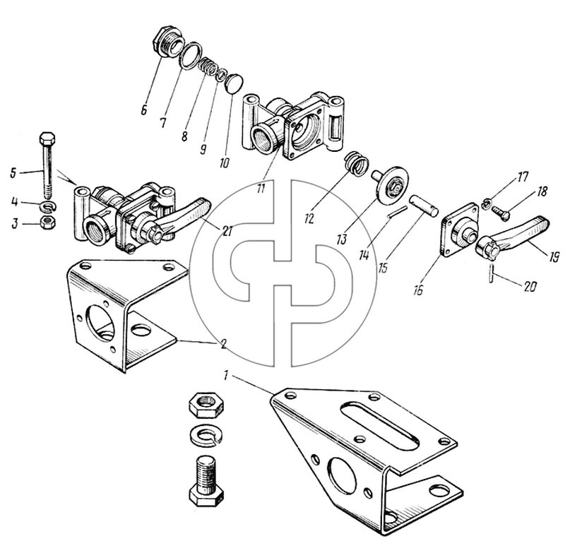 №21 (43101 - Кран разобщительный в сборе ТОО-3520010)