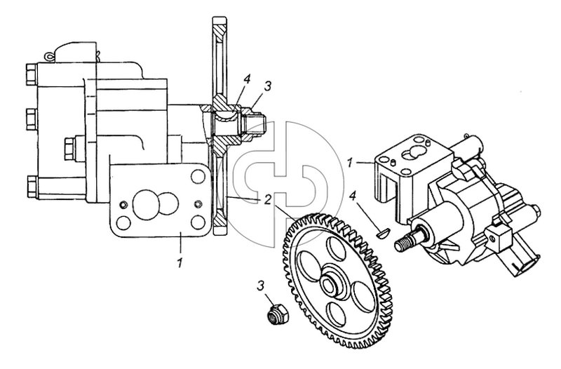 Масляный насос с шестерней в сборе (№2 на схеме)