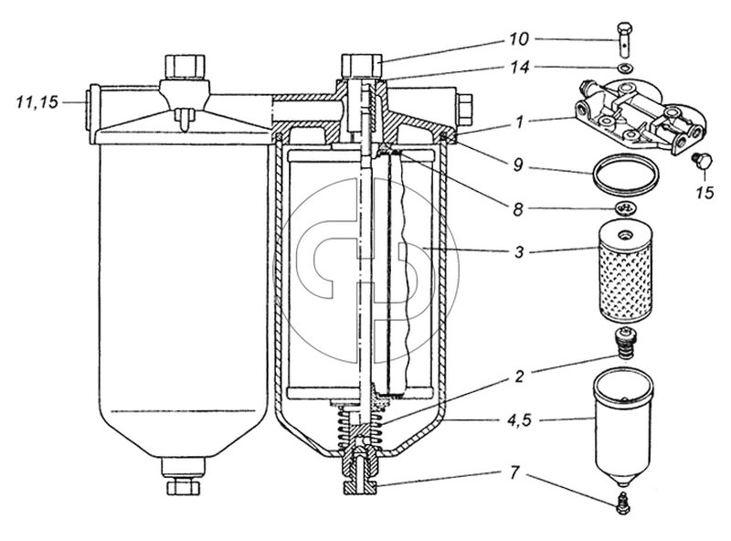 Фильтр тонкой очистки топлива в сборе (№14 на схеме)