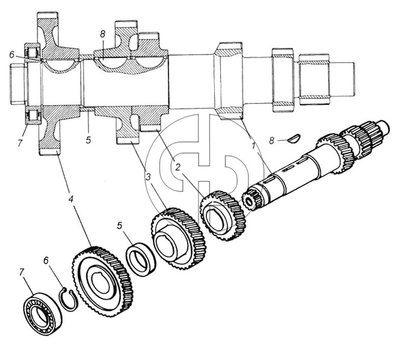 Вал промежуточный в сборе (№5 на схеме)