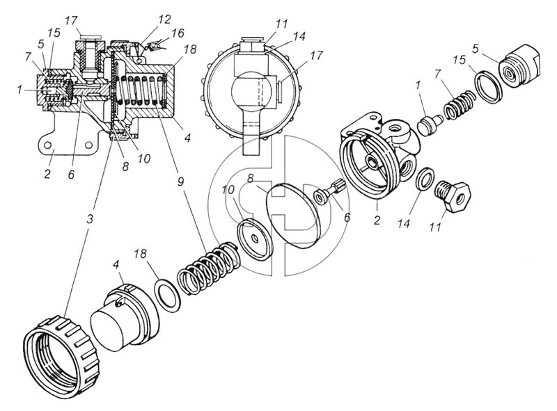 Редукционный клапан управления механизмом переключения в сборе (№14 на схеме)
