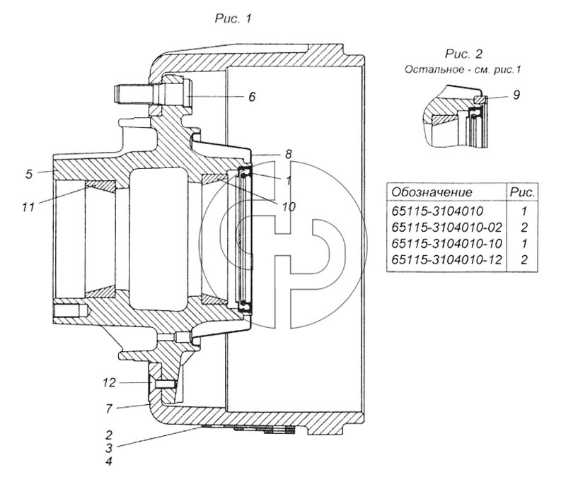 Ступица заднего колеса с барабаном тормоза в сборе (№7 на схеме)