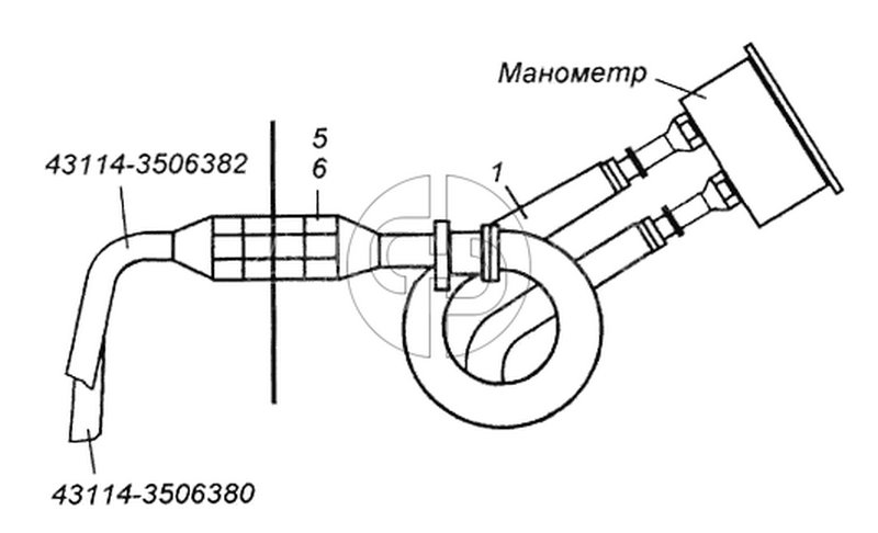 Установка трубопроводов к манометру (№1 на схеме)