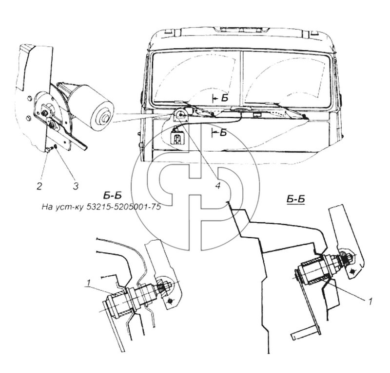 Установка стеклоочистителя (№2 на схеме)