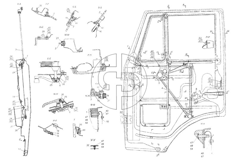 Установка стекол и арматуры двери правая. Установка стекол и арматуры двери левая (№30 на схеме)