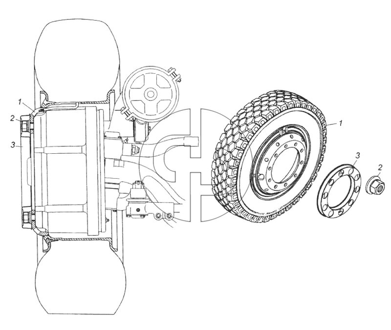 Установка передних стальных колес (№2 на схеме)