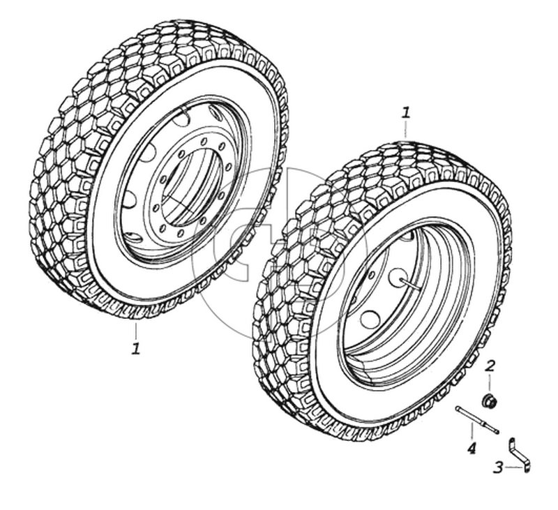 Установка сдвоенных стальных колес (№2 на схеме)