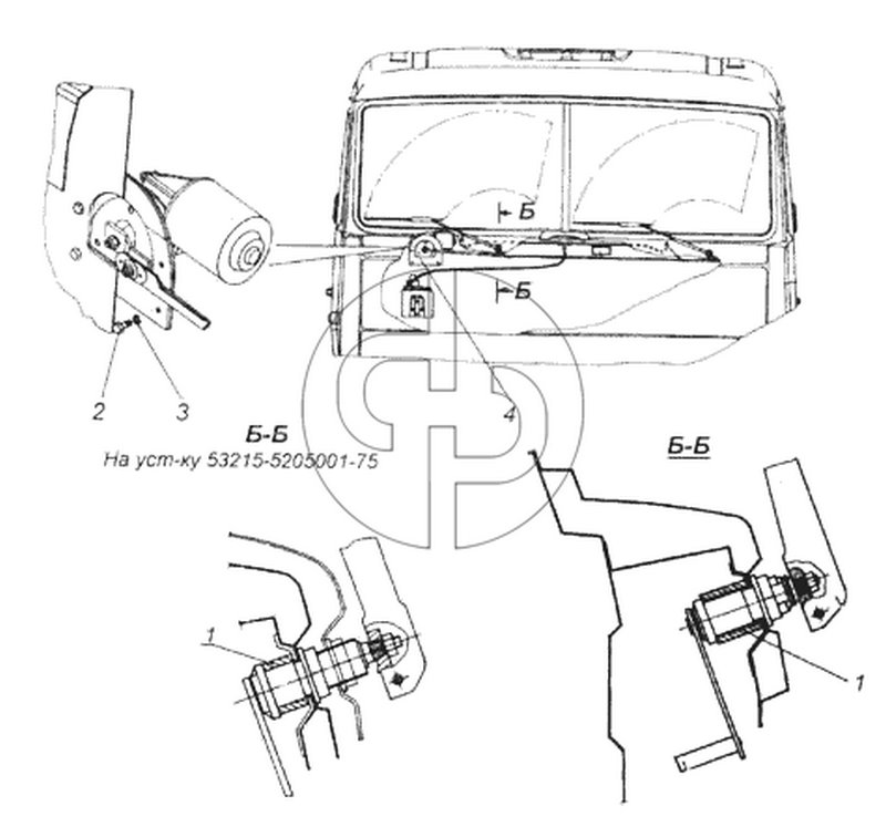 Установка стеклоочистителя (№2 на схеме)