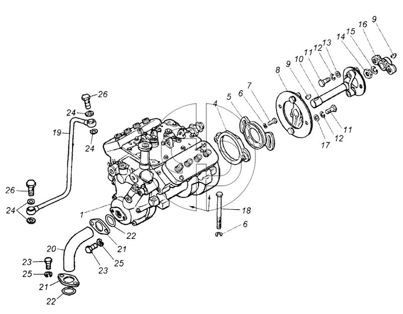 Установка насоса топливного высокого давления (№26 на схеме)