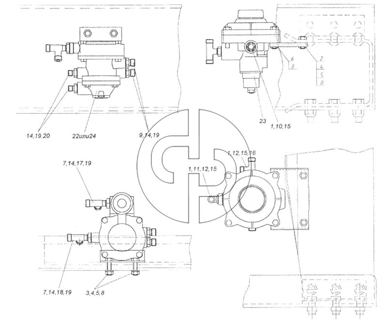 Установка клапана управления тормозами прицепа (№12 на схеме)