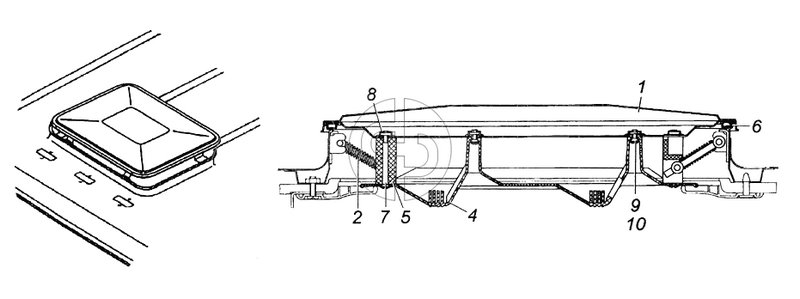 Установка вентиляционного люка 53205-5713008 (№6 на схеме)