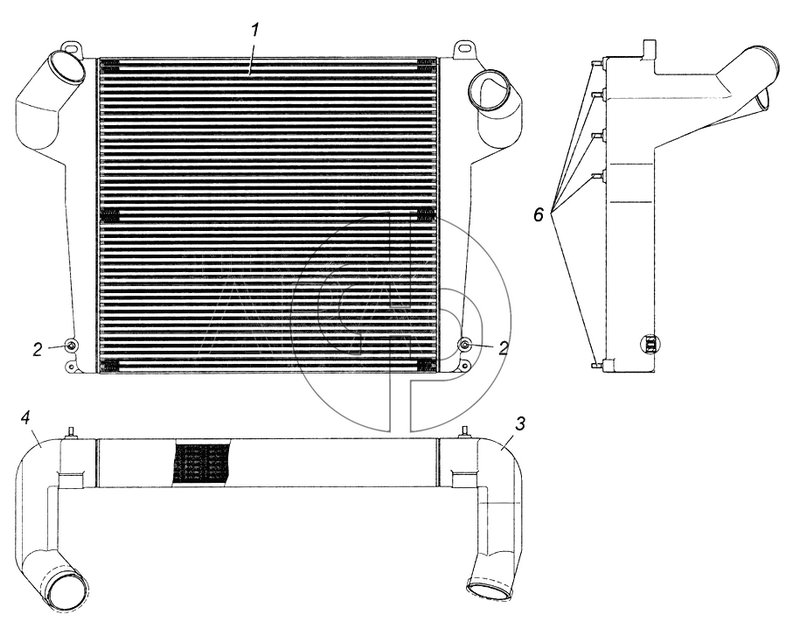 Теплообменник охлаждения наддувочного воздуха в сборе Э4308-1170300 (№2 на схеме)