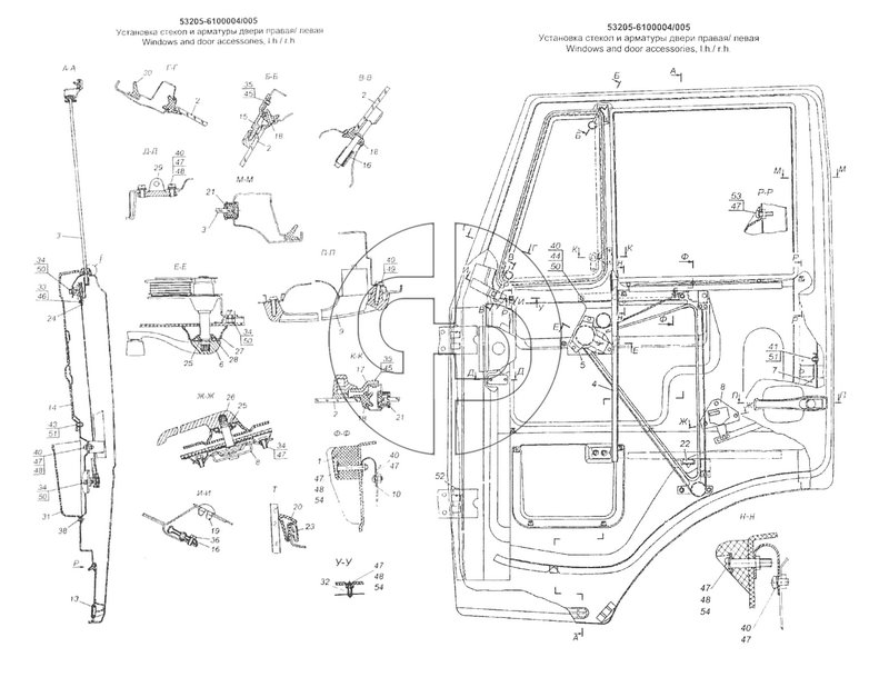 Установка стекол и арматуры двери правая/ левая (№30 на схеме)