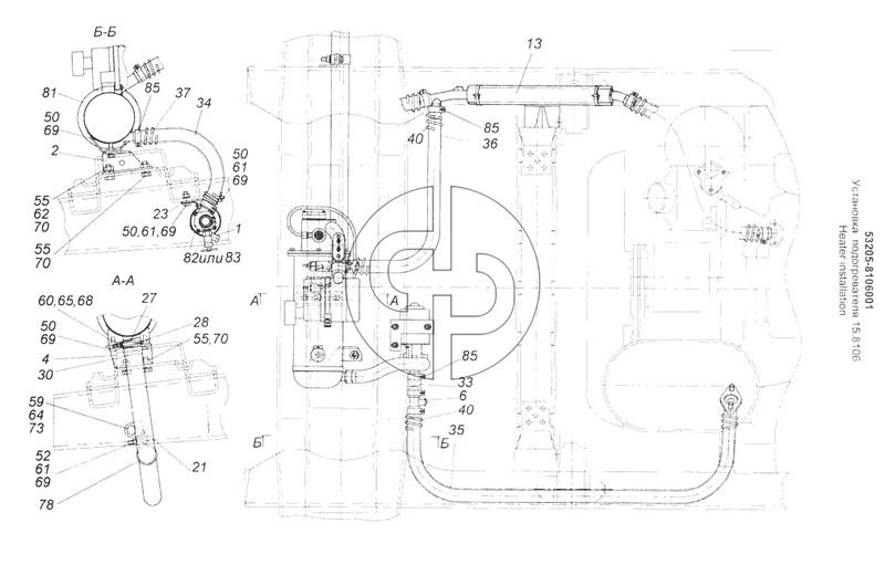 Установка подогревателя 15.8106 (№1 на схеме)