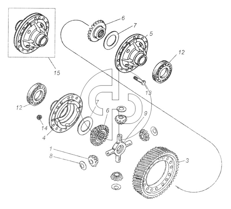 Дифференциал переднего моста (№9 на схеме)