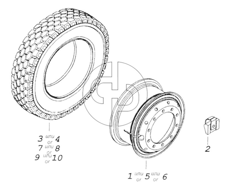 Колесо 7,5-20 с шиной (№1 на схеме)