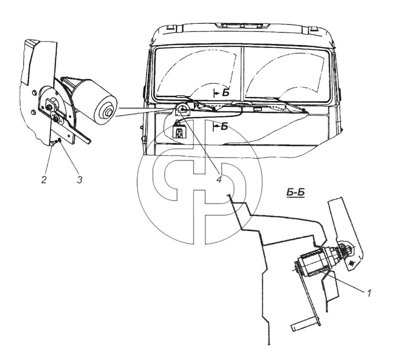Установка стеклоочистителя (№2 на схеме)