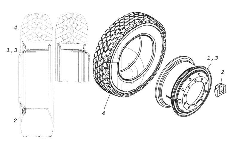 Колесо 8,5-20 с шиной левое (№1 на схеме)