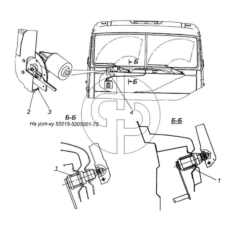 Установка стеклоочистителя (№2 на схеме)