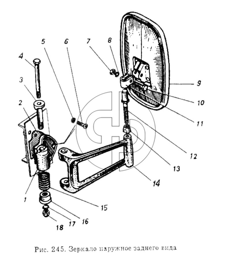 Зеркало наружное заднего вида (№12 на схеме)