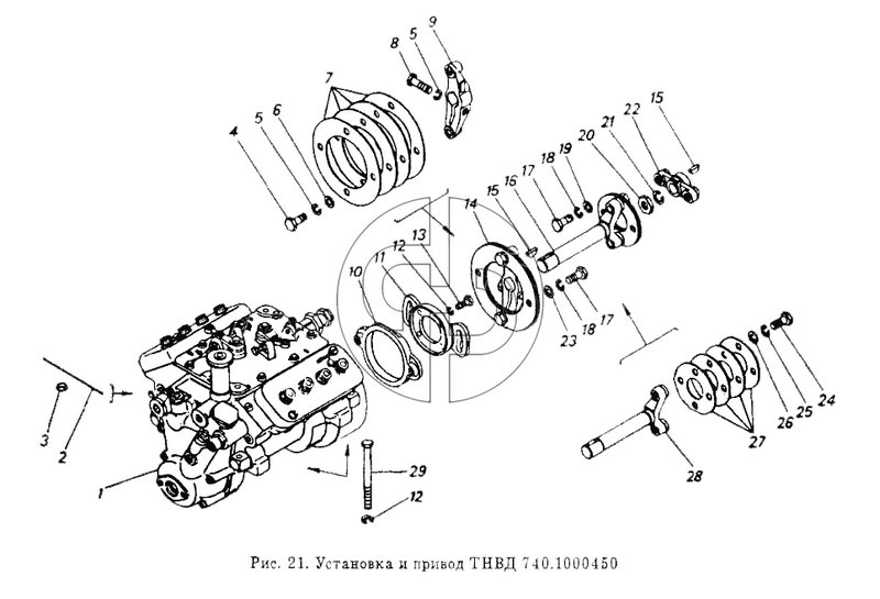 Установка и привод ТНВД (№11 на схеме)