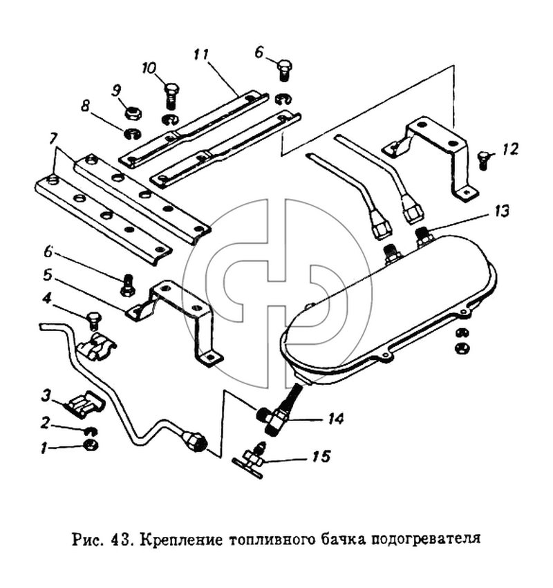 Крепление топливного бачка подогревателя (№13 на схеме)