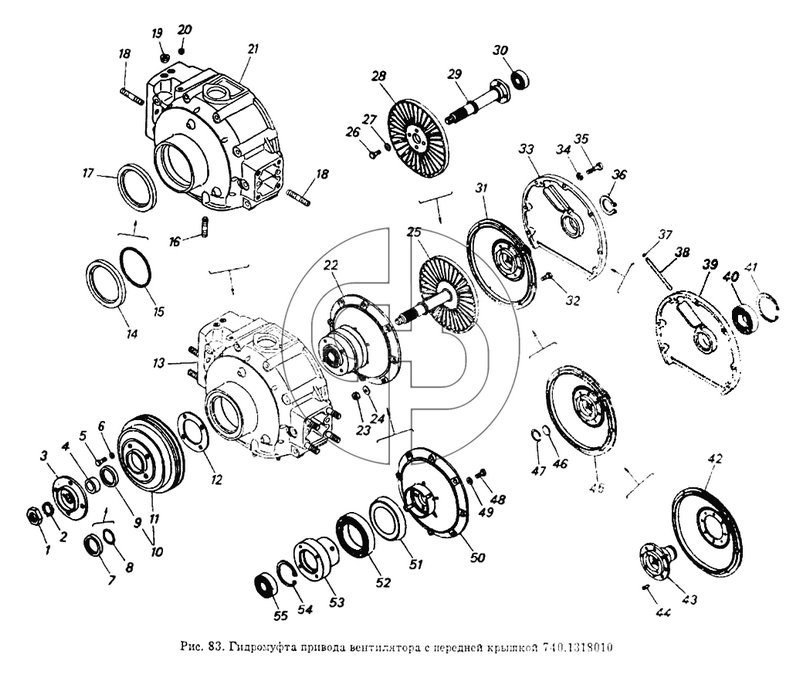 Гидромуфта привода вентилятора с передней крышкой (№17 на схеме)