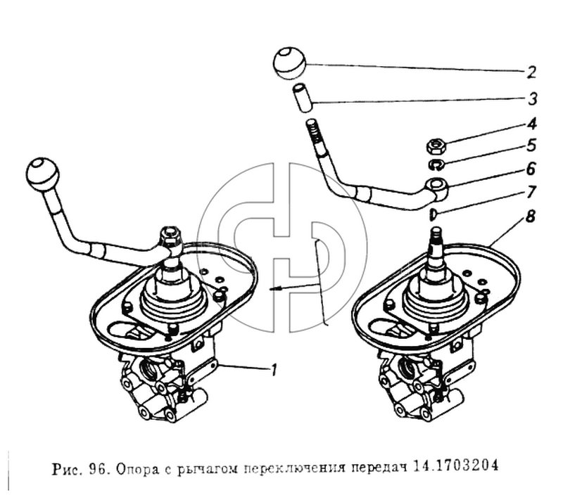 Опора с рычагом переключения передач (№7 на схеме)