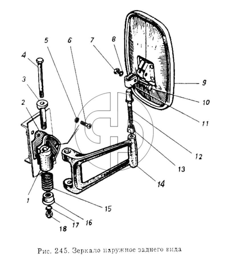 Зеркало наружное заднего вида (№12 на схеме)