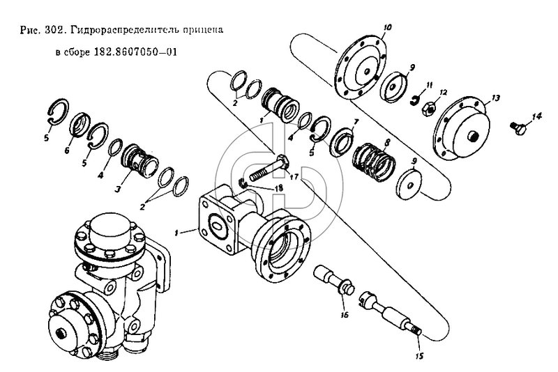 №182.8607050-01 (53212 - Гидрораспределитель прицепа в сборе)