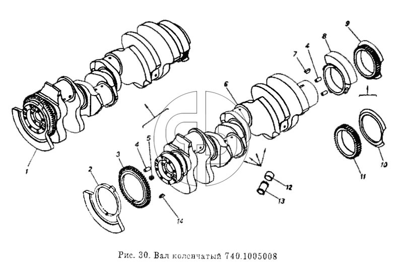 Вал коленчатый (№14 на схеме)