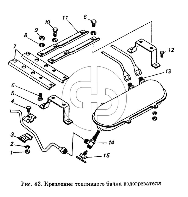 Крепление топливного бачка подогревателя (№13 на схеме)