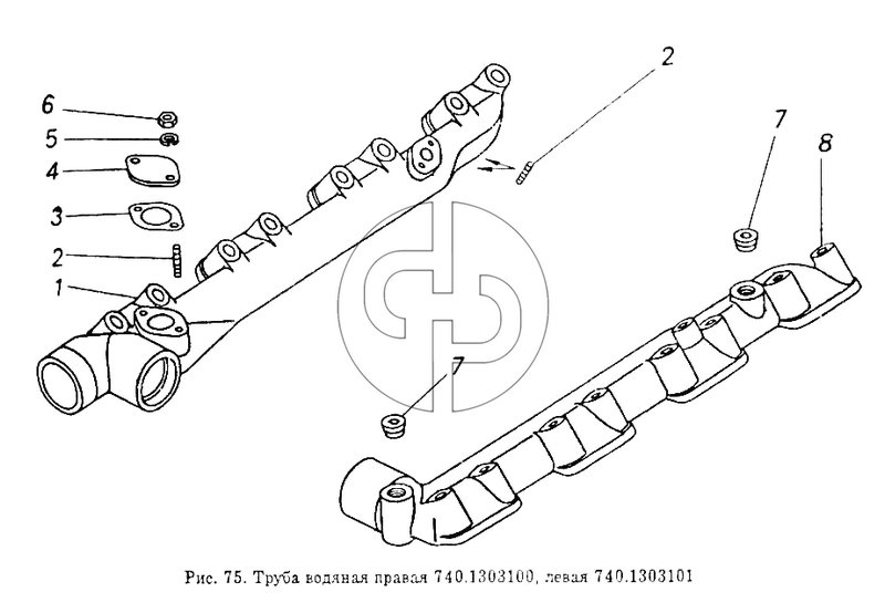 Труба водяная правая и левая (№3 на схеме)