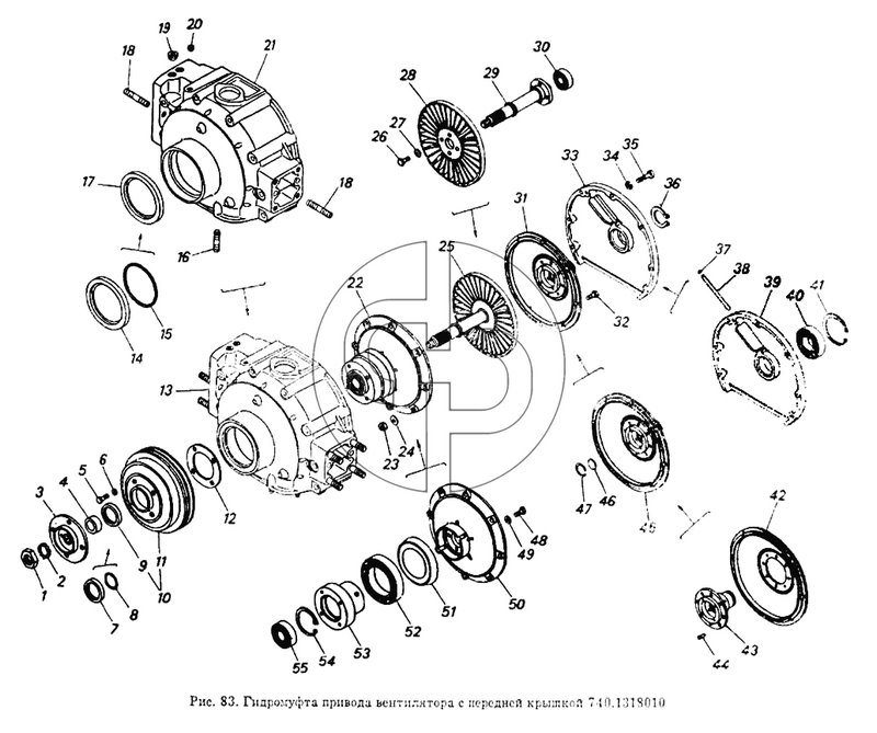 Гидромуфта привода вентилятора с передней крышкой (№17 на схеме)