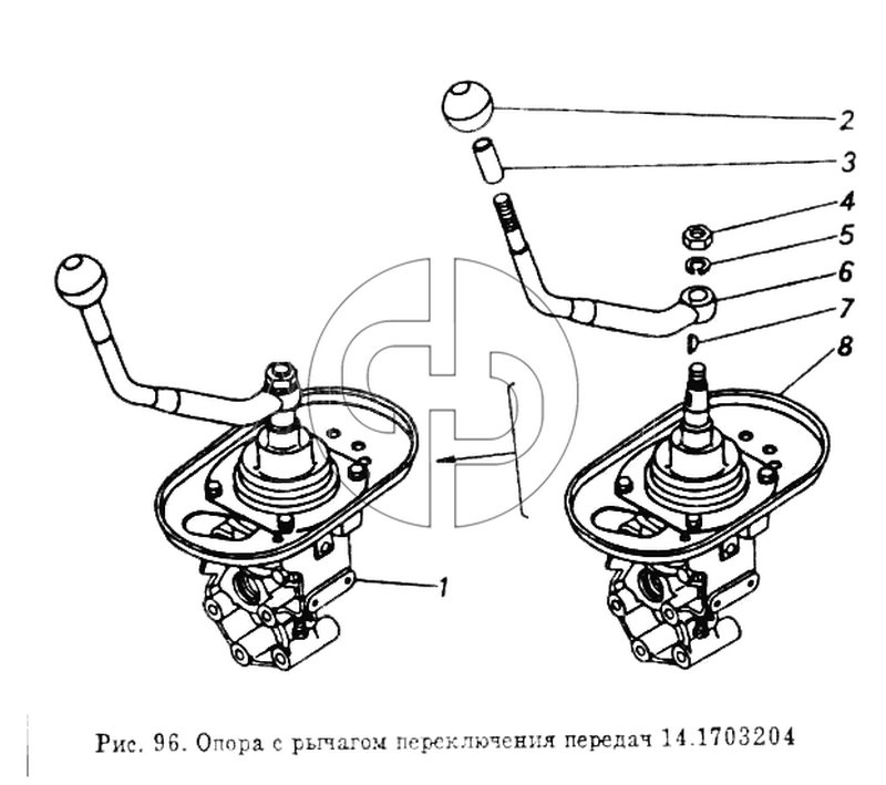 Опора с рычагом переключения передач (№7 на схеме)