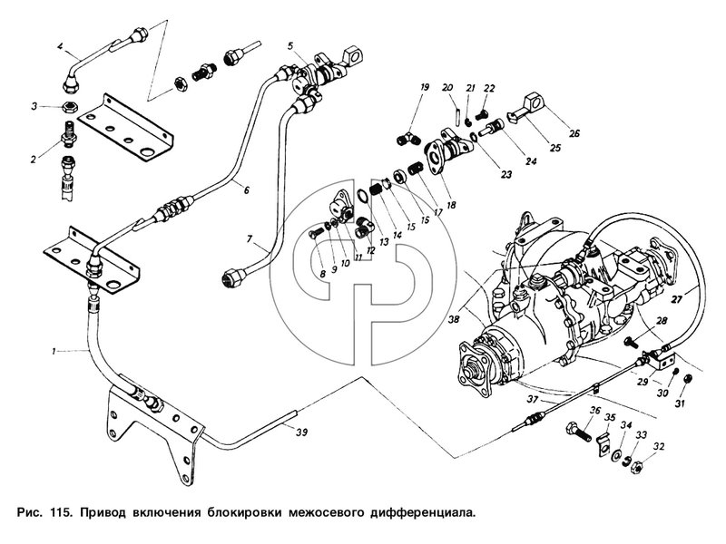 Привод включения блокировки межосевого дифференциала (№864815 на схеме)